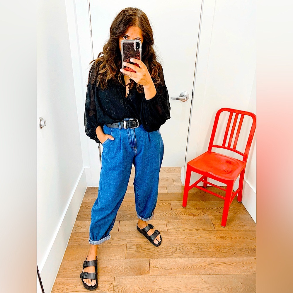 ZARA Pleated Waist Loose Fit Jeans